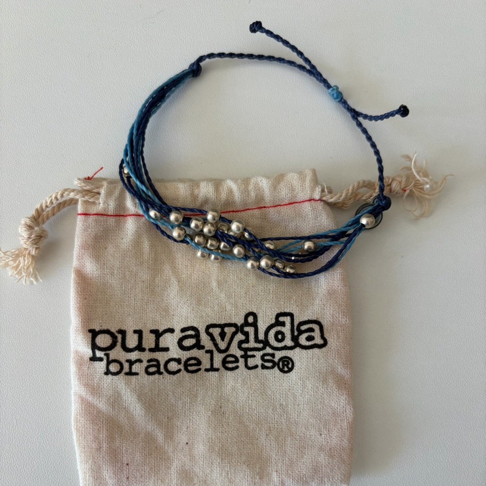 Pura Vida Navy and Silver Beaded Bracelet